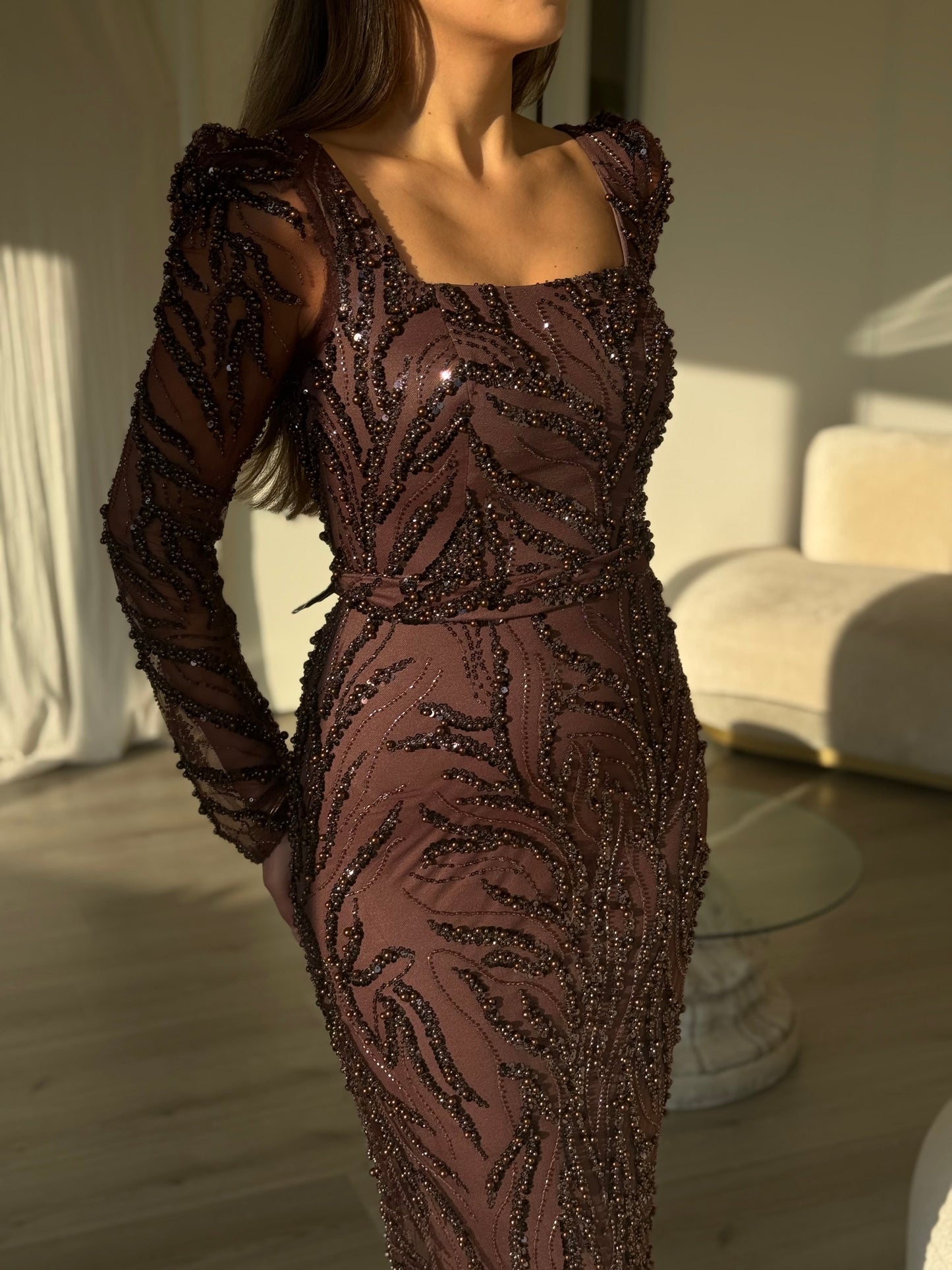 The Elvina dress dark brown