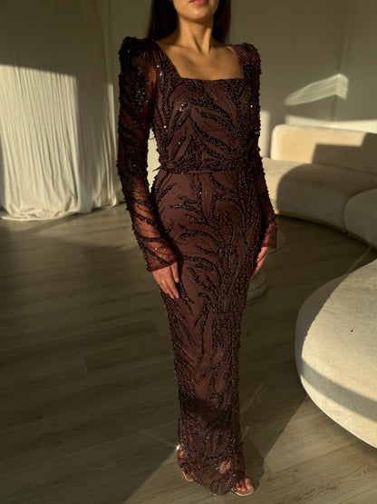 The Elvina dress dark brown