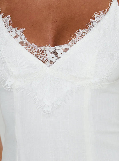 Bloomie Lace Godet Mini Dress White