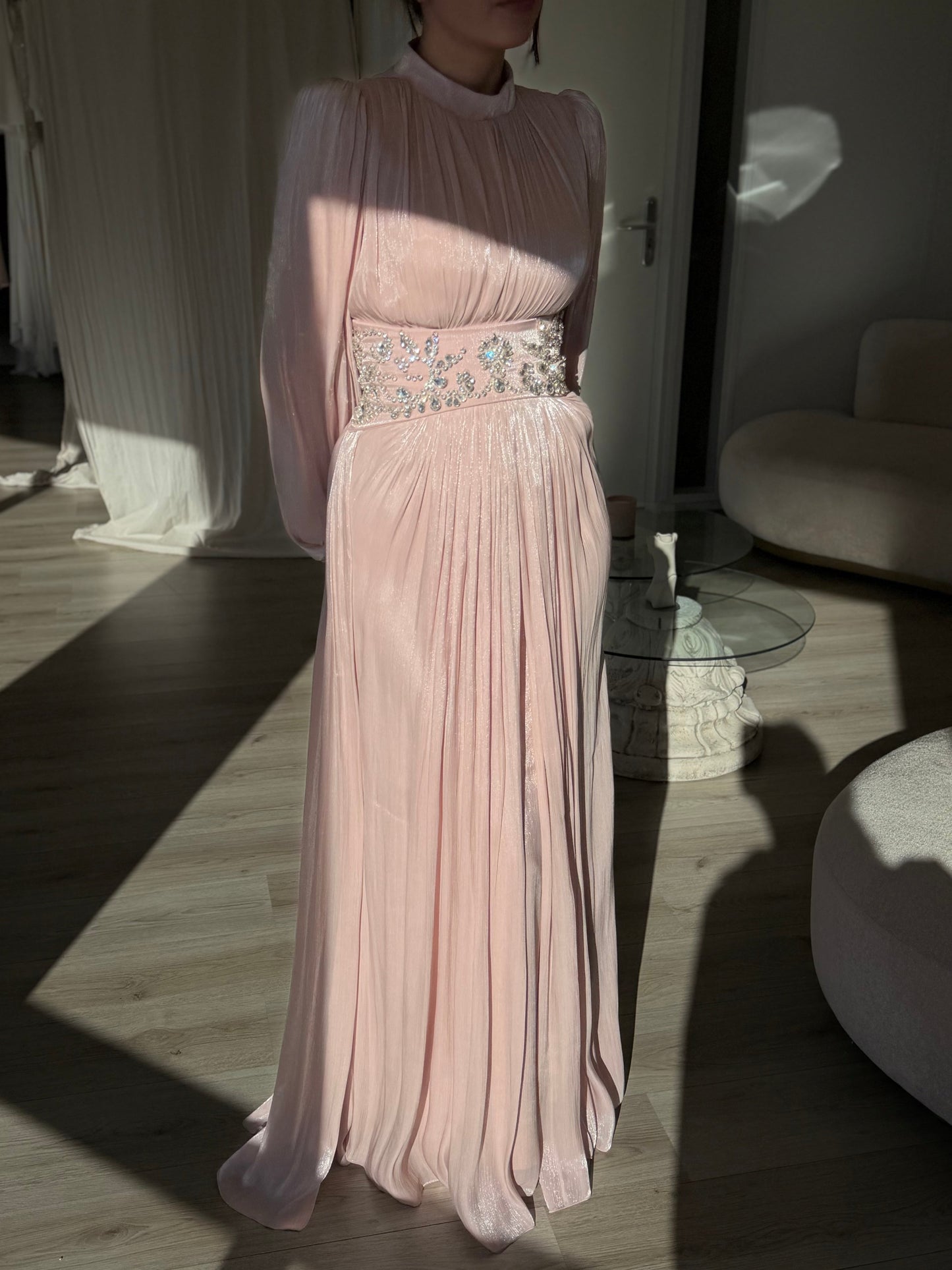 The Valira dress beige soft pink